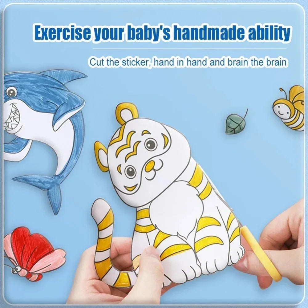 Animal Canvas Children's Drawing Roll DIY Coloring Paper Filling Qme