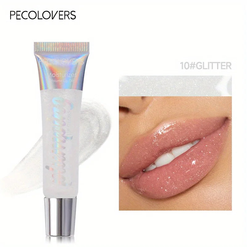 Shimmer Lip Oil Tinted For Fuller Lip Effect, Collagen Lip Gloss, Moisturizing Lip Care Extreme Volume Lip Essence Lips Enhancer Qme 10