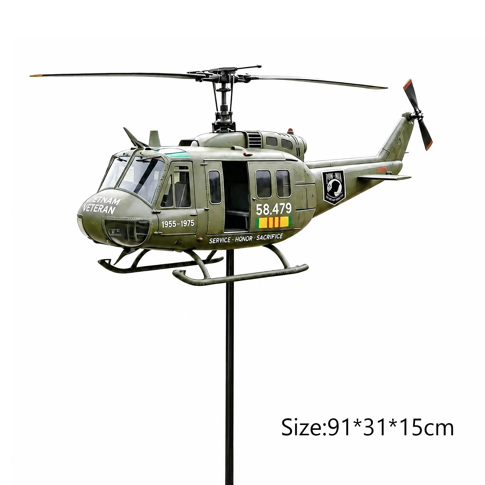 Metal Helicopter Wind Spinner with Spinning Propeller Patriotic Helicopter Windmill Stake for Patio Garden Terrace Balcony Decor Qme
