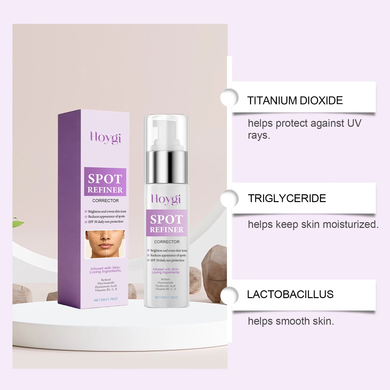 Spot Refiner Cream SPF Sunscreen Dark Spot Corrector Brightening Anti-Aging Face Moisturizer For Outdoor Facial Skin Protection Qme