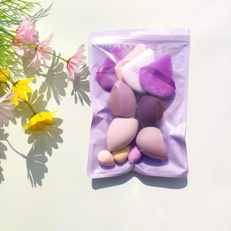 11 Cosmetic Puff Makeup Sponge Blender Beauty Egg Foundation Sponges Qme 11Pcs Purple