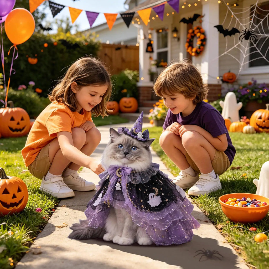 Halloween Costume Cats Pet Cosplay Cloak Cape Kitten Holiday Home Qme