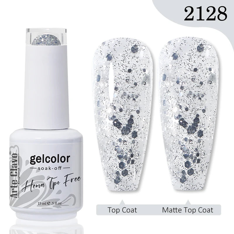 Arte Clavo Crystal Crushed Diamond Pink Blue Gel Nail Polish 2026