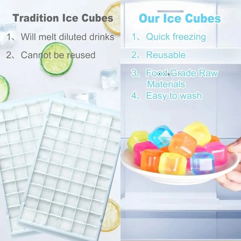 Reusable Ice Cubes for Drinks Multi Color Plastic Drink Chillers Freezer Cubes for Cocktails Whiskey Soda Juice Qme
