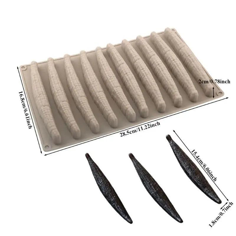 10 Cavity Vanilla Mousse Cake Silicone Mold Chocolate Ladyfingers Qme A3