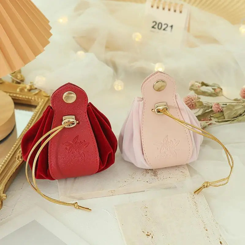 Velvet Drawstring Bag Embossed Floral Pattern Jewelry Storage Pouch Candy Bags For Wedding Party Favors Packaging Organizer Qme