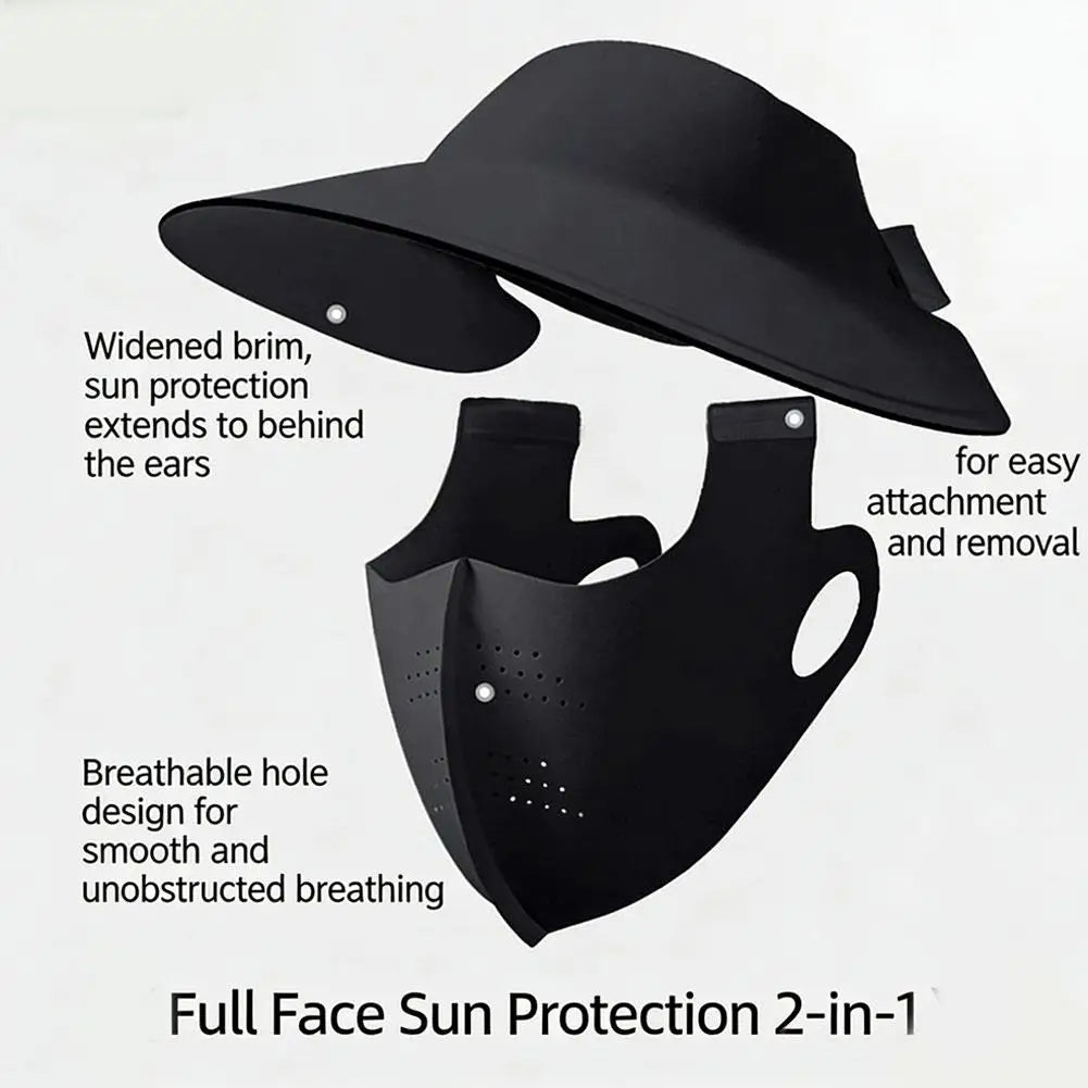 Sunscreen Face Mask Sun Visor Hat UPF 50+ Summer Cover Full Qme