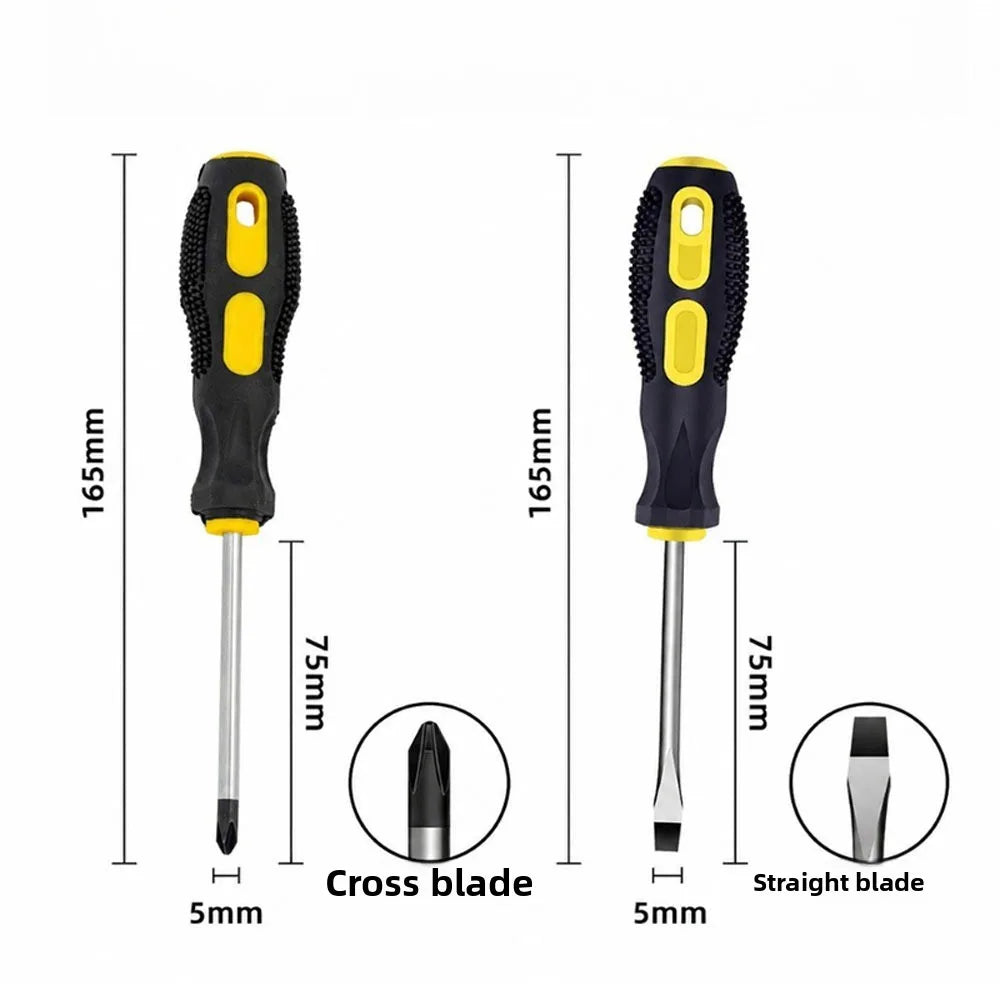 Magnetic Screwdriver Kit Flat&Phillips Bits Soft Cushion Anti-slip Handle Household Repair Hand Tools Qme
