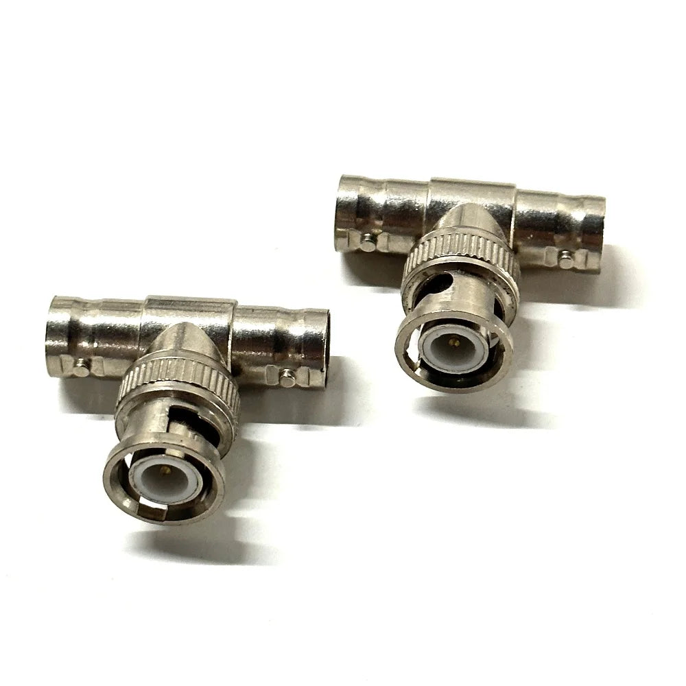 50pcs BNC Connector BNC 1 Male To 2 female adapter video cable adapter T-shaped connector Qme