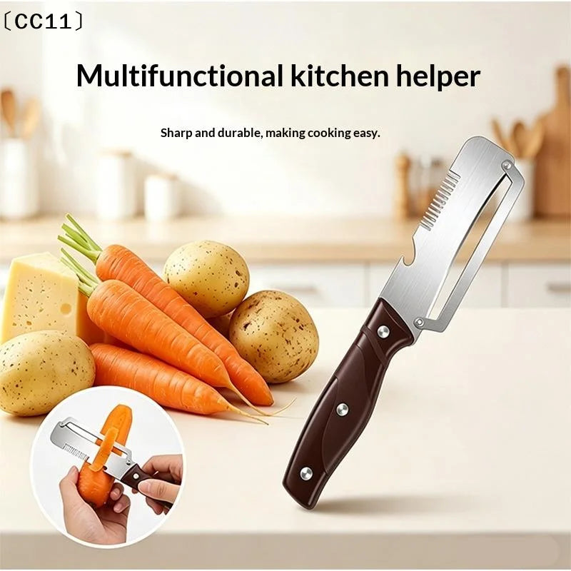 Stainless Steel Peeler Wooden Handle Peeling Slicing Fruits Qme