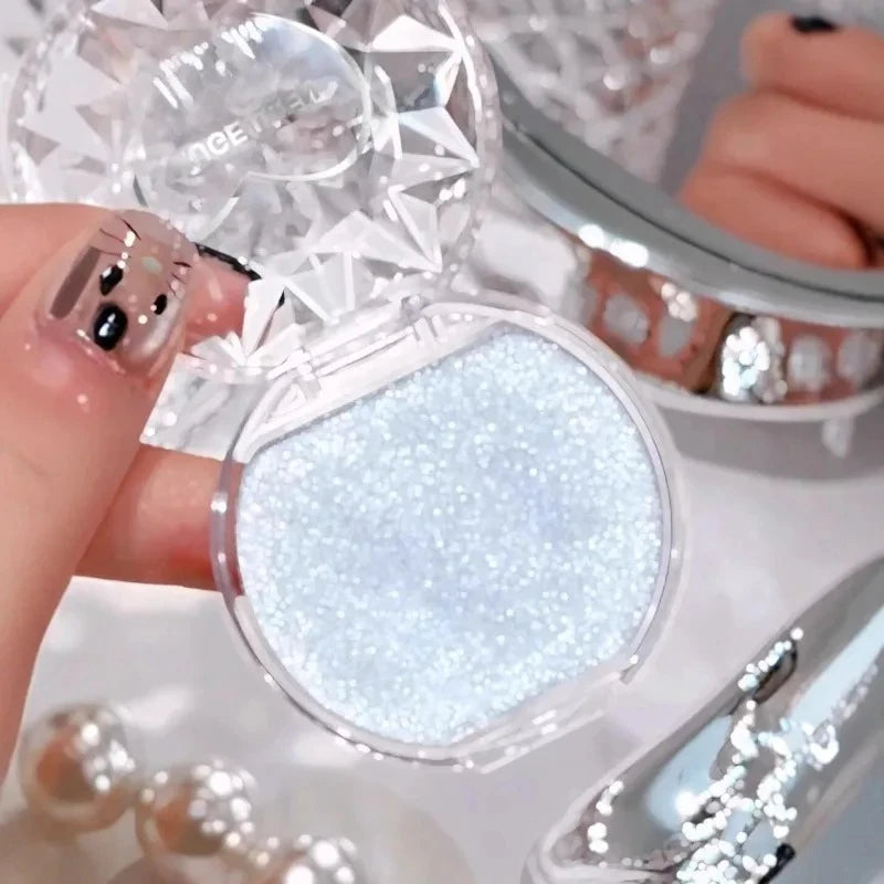 Galaxy Sapphire Highlighter Diamond Sparkle Cream for Eye & Face Glow Long Lasting & Blendable Highlight Cream Makeup Icy Blue Qme