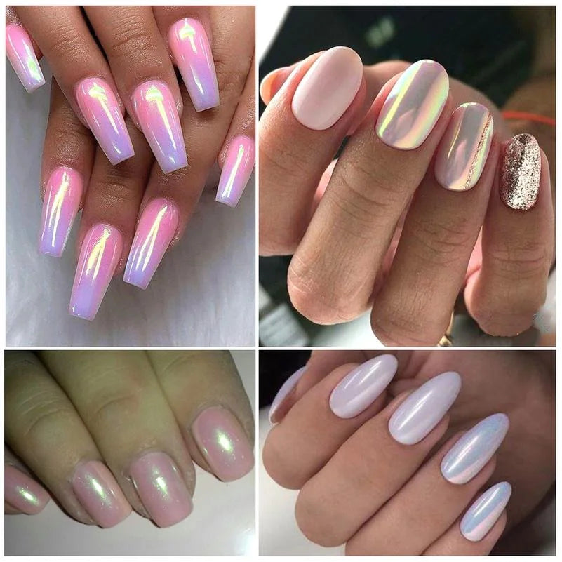 6 Bottles Nail Art Glitter Powder Aurora Fine Magic Mirror Decorations Qme