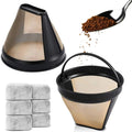 Coffee Filter Reusable Compatible Cuisinart Makers 12-14cup Charcoal Qme Set