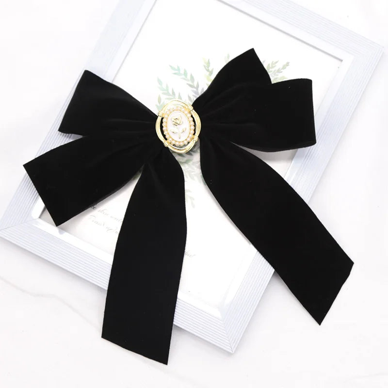 Black Velvet Bow Hairpin Elegant Fabric Roses Hair Clips Girls Women Qme A2