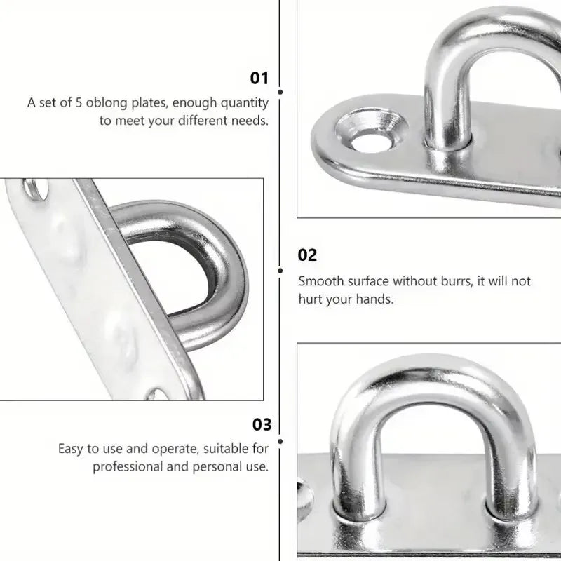 4Pcs U-Hook - Heavy Duty, Corrosion Resistant Eye Plate for Ships, Awnings and Wall Accessories, Steel Wall Hook Qme