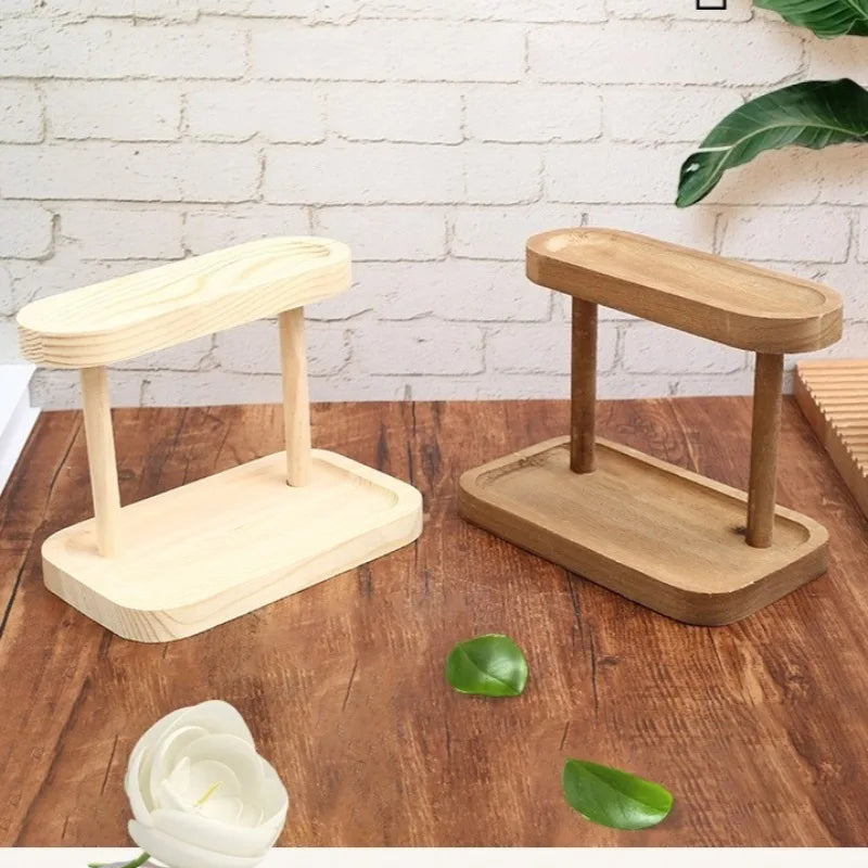 Wooden Double-layer Tray Storage Rack Desktop Cosmetics Jewelry Qme