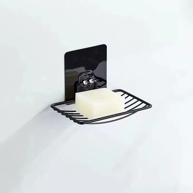 Stainless Steel Soap Holder Wall-mounted Drain Storage Rack Bathroom Multifunctional Durable Soap Dish Holder Household Goods Qme black