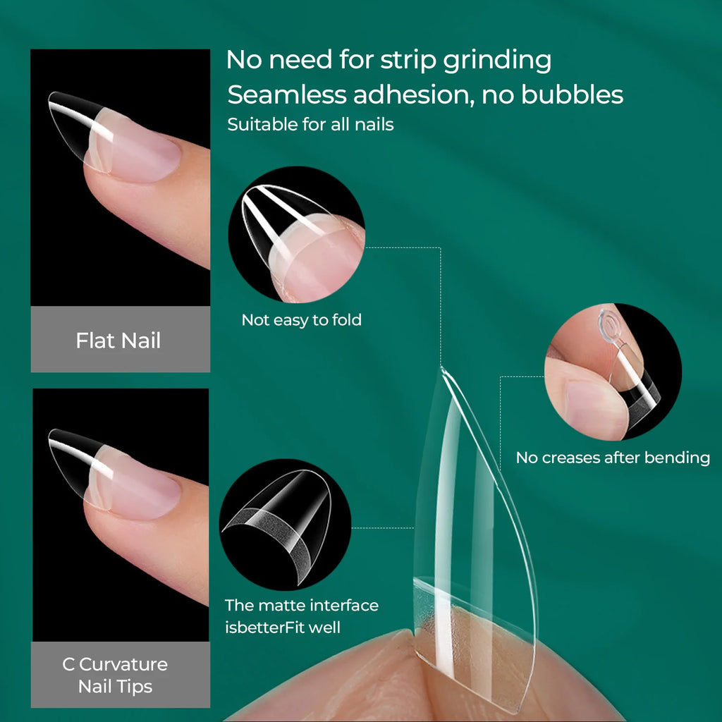 Nailpop Soft Gel Tips Nails Acrylic Material Half Almond Artificial Qme