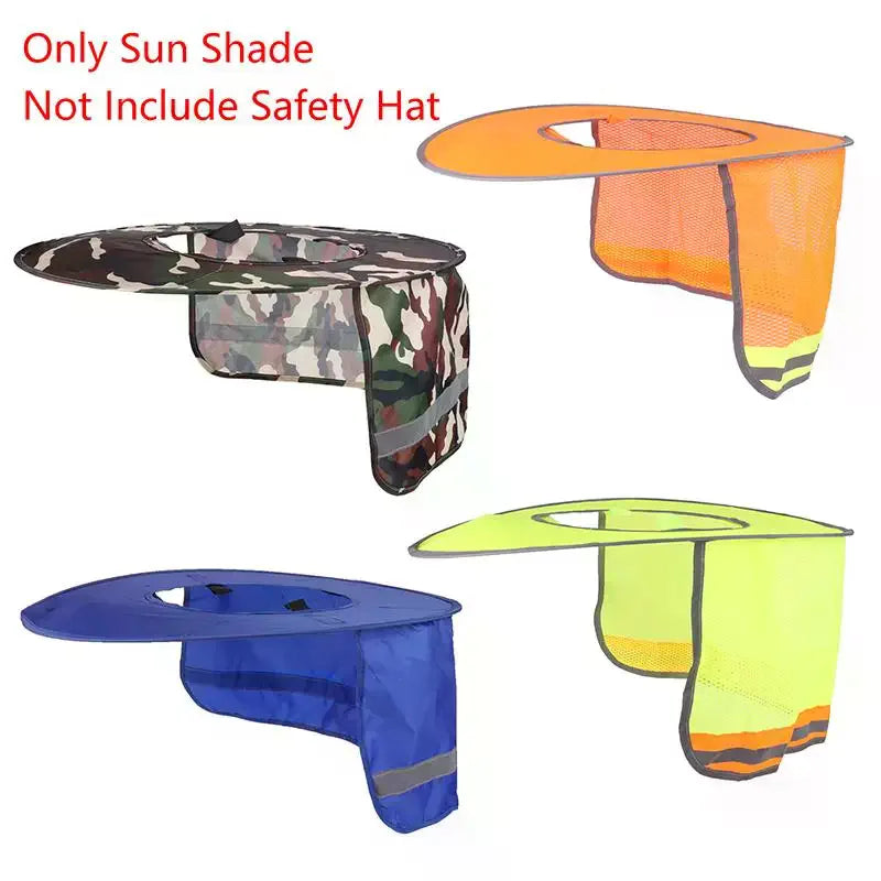 Summer Sun Shade Safety Hard Hat Neck Shield Helmets Reflective Brim Qme