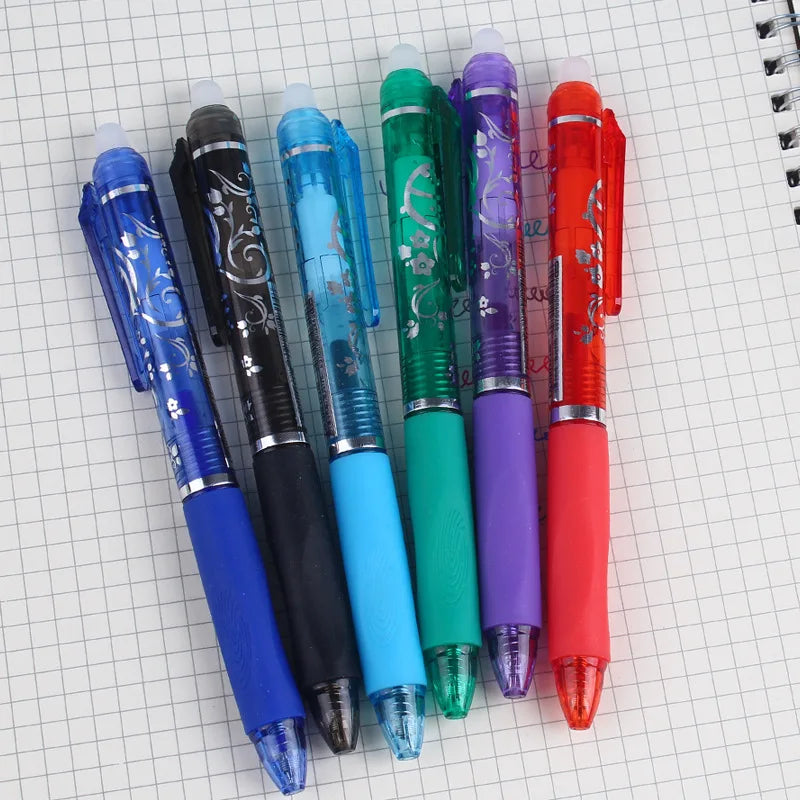 6 Colors Erasable Gel Pen, Refillable & Retractable Gel Ink Pens, ST Tip, 0.5mm Assorted Color Inks Qme 6 colors