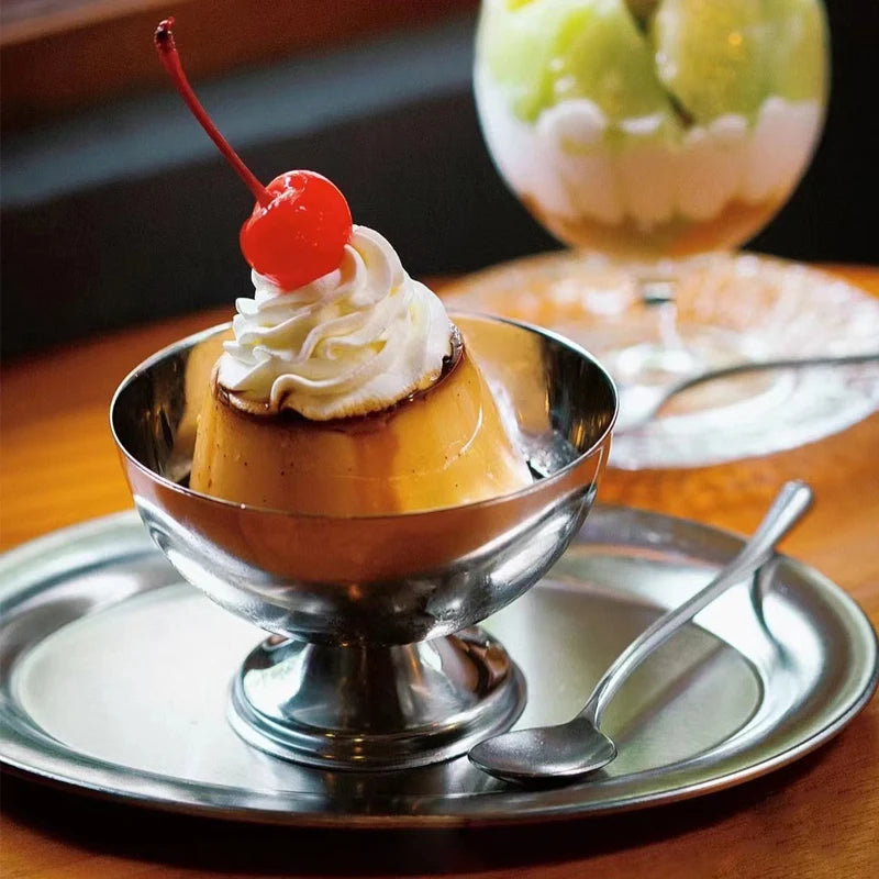 Ice Cream Cups Salad Bowl Stainless Steel Bowl Dessert Fruit Plate Snack Dish Party Supplies Qme