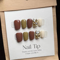 Autumn Winter Caramel Diamond Solid Short Square Fake Nail Decoration Qme GJ-CDJ-ZB114-248-M
