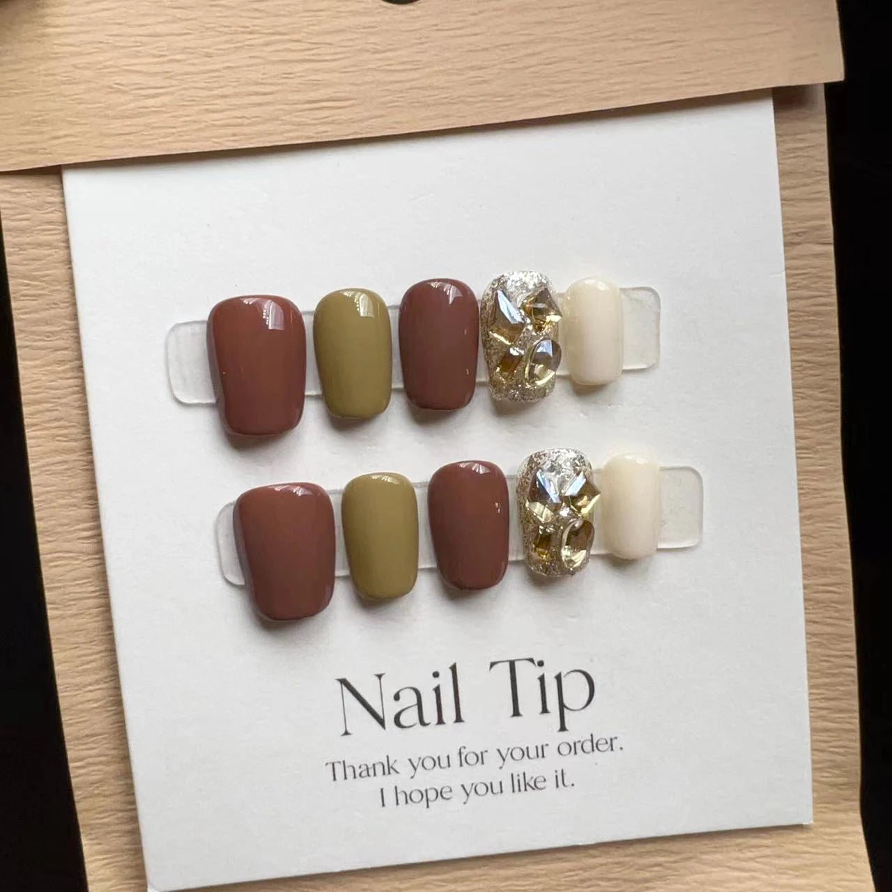 Autumn Winter Caramel Diamond Solid Short Square Fake Nail Decoration Qme GJ-CDJ-ZB114-248-M