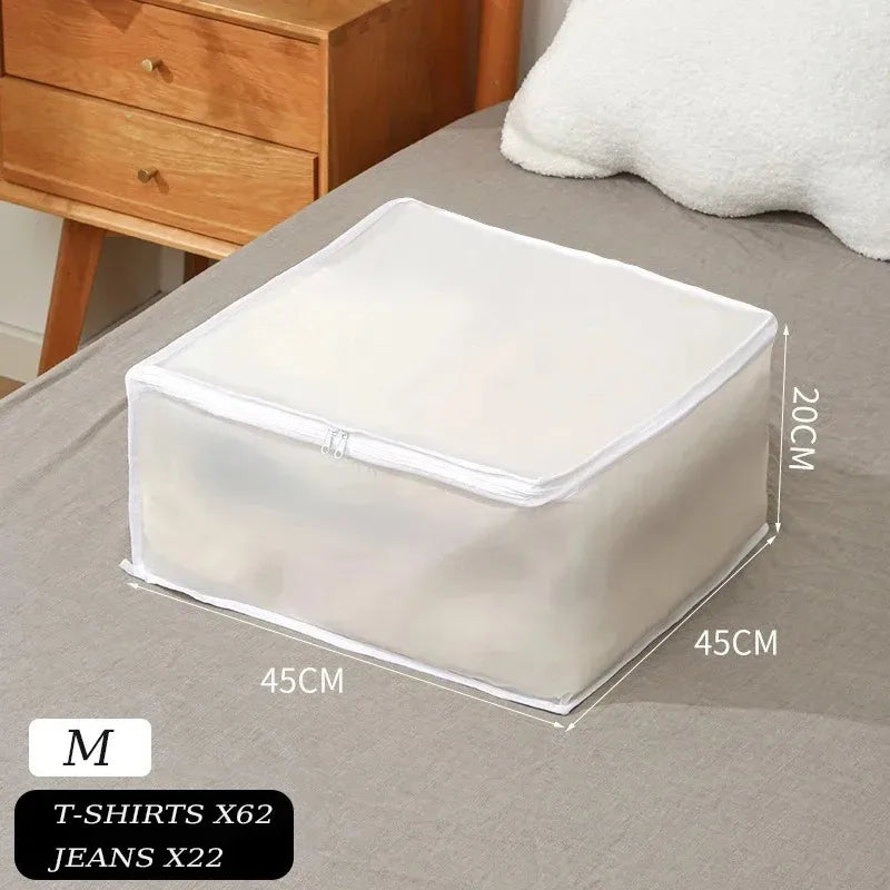 1-2Pcs Household Blanket Wardrobe Underbed Storage Bag Foldable Large Capacity Waterproof Dustproof Clothes Quilt Storage Bag Qme white M 2pcs