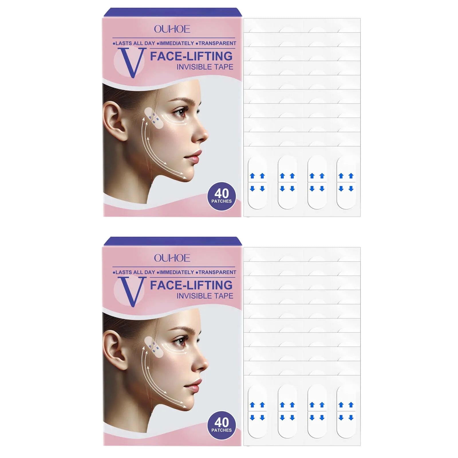 Lifting Face Stickers Invisible Transparent Thin Face Patches Lift Tape V-Shape Chin Patch Facial Shaping Lifting&Tightening Too Qme 80Pcs