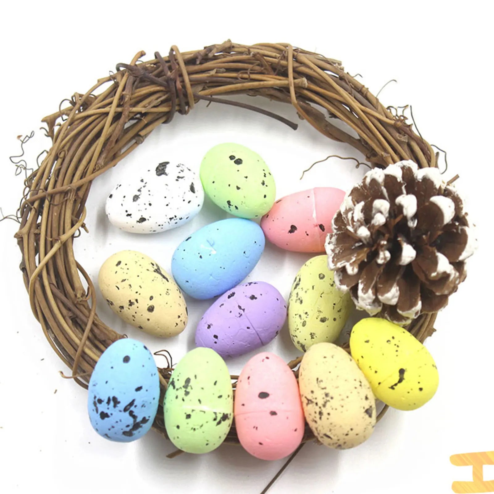 100PCS Colorful Foam Eggs Easter Egg Ornaments Crafts Birds Eggs DIY Wreath Easter Decoration Kids Diy Craft Qme