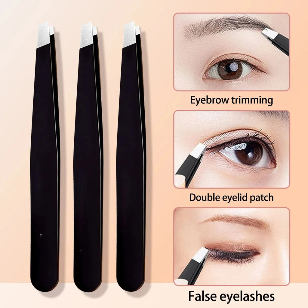 Eyebrow Tweezers Stainless Steel Slanted Clippers Fine Hair Remover Qme