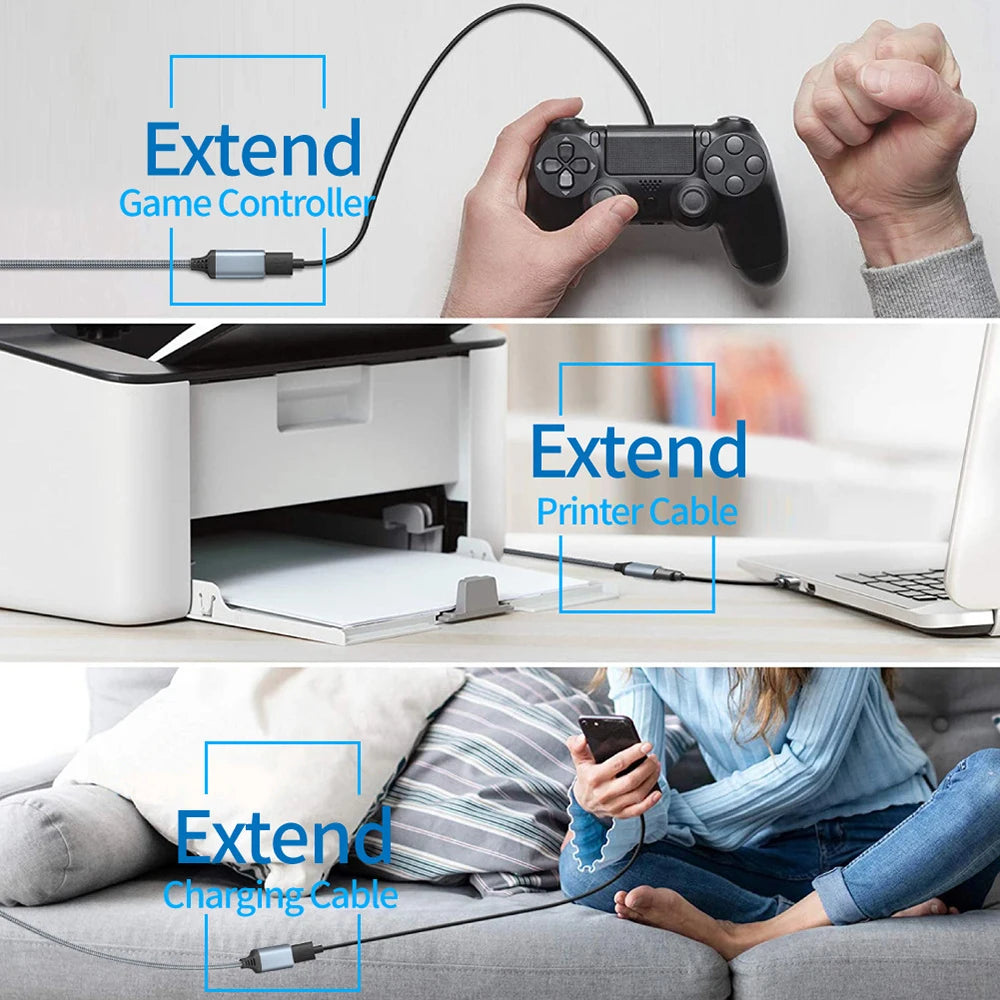 0.5m-5m Transmission Cord For Desktop/Laptop/Mouse/Printer/Camera/Gamepad USB3.0 Extension Cable Female To Male Extender Cord Qme