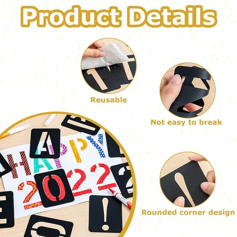 DIY Craft Alphabet Stencil Reusable Embossing Template Numbers Qme