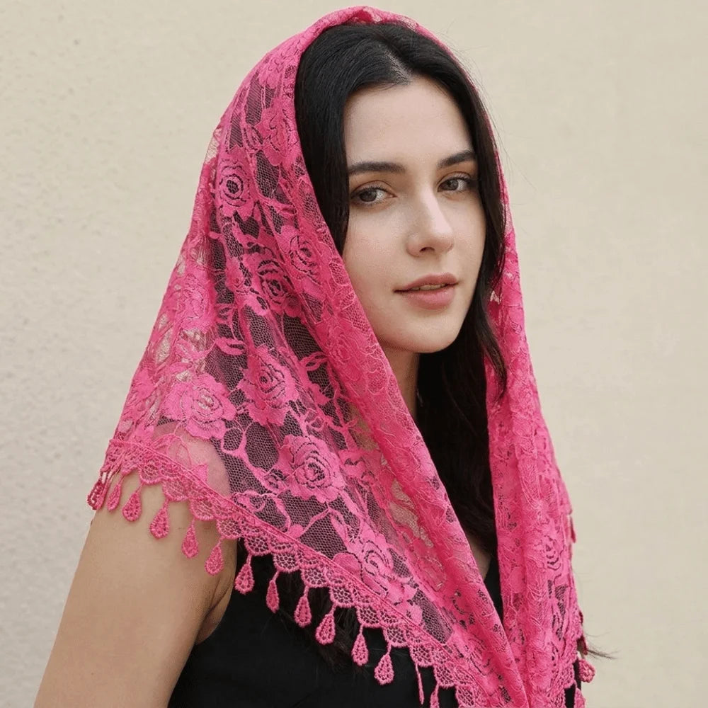 Sun Protection Lace Scarf Colorful Tassel Printed Wraps Hair Qme
