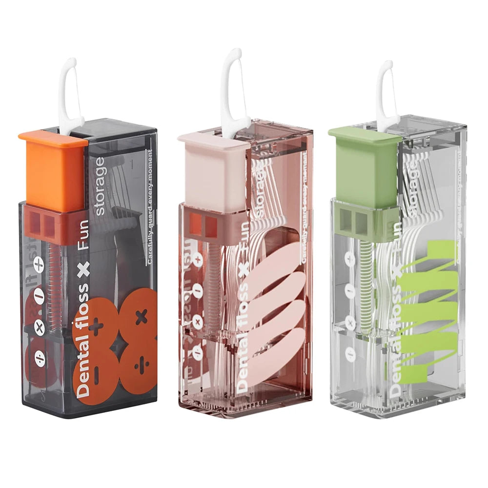Auto Dental Floss Dispenser Small Hilo Protable Floss Picks Storage Box Refillable Toothpicks Teeth Cleaning Tool Tooth Pick Qme