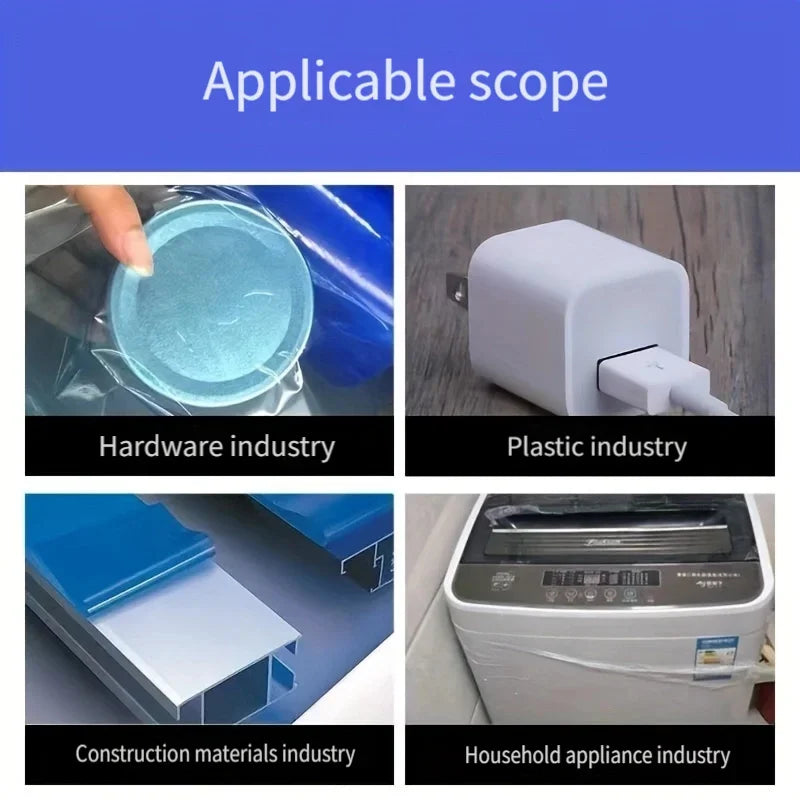 Blue PE Protective Film Tape - No Residue, Scratch-Free Hub & Rim Protection, Ideal for Glass, Stainless Steel, Furniture Qme