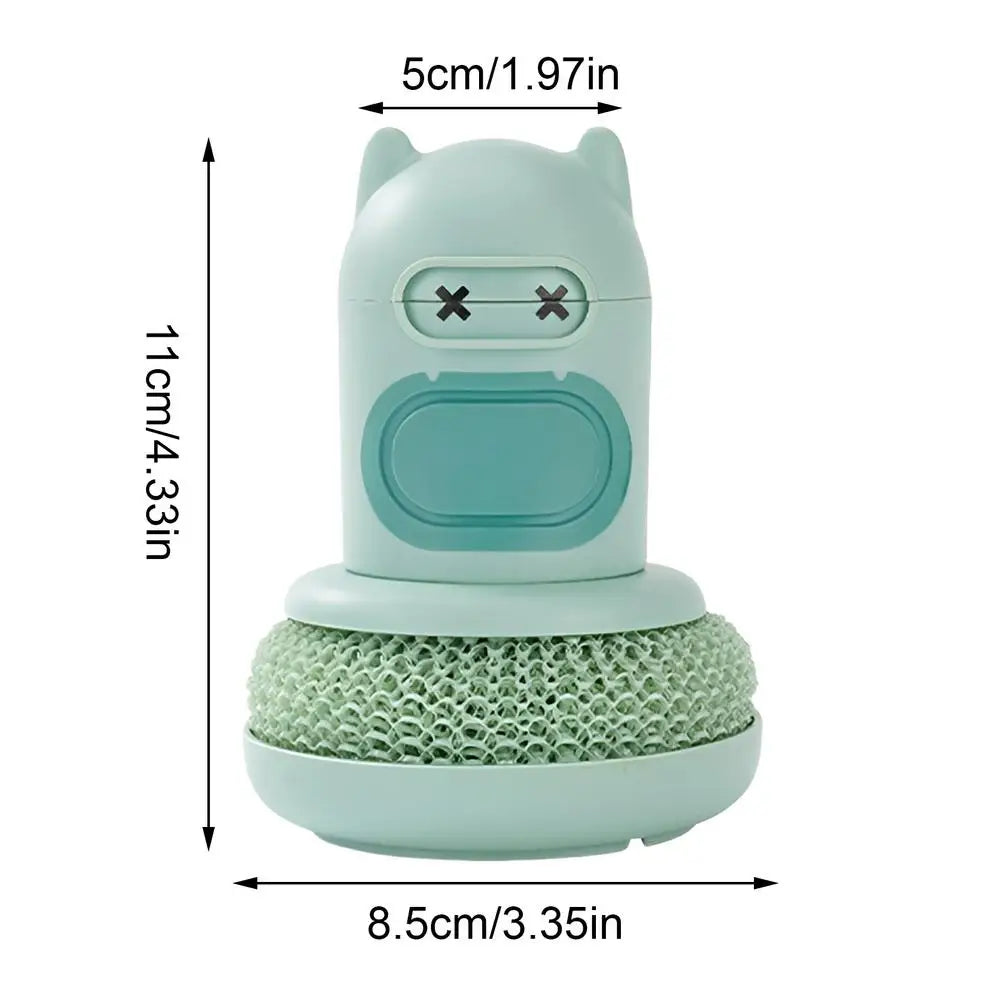 Dish Brush Soap Dispenser Kitchen Press Scrub Sponge Cookware Qme Green China Mainland