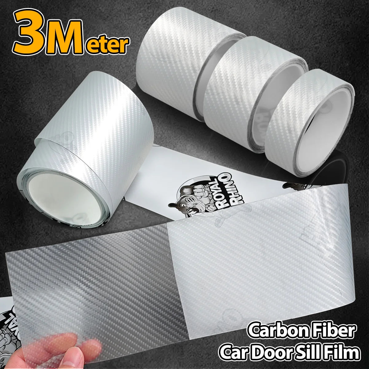 High Quality K5D Transparent Carbon Fiber Car Door Protector Stickers Anti Scratch Tape Auto Trunk Sill Scuff Protector Film Qme Translucent 3cmX3M