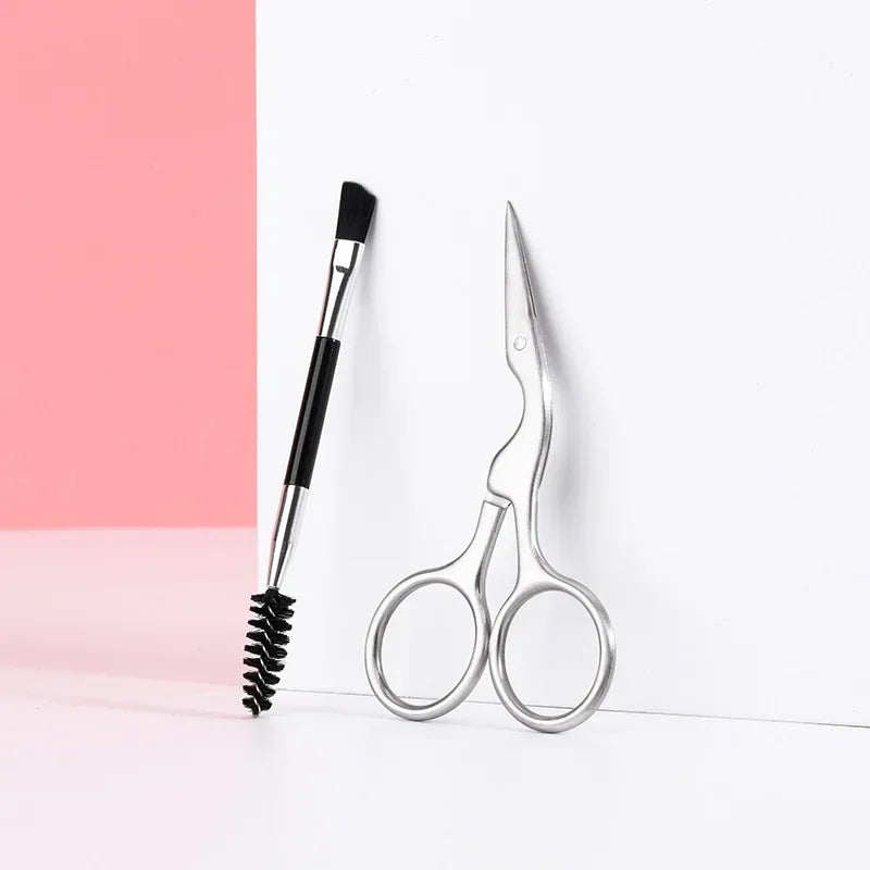 Black Eyebrow Trimming Scissors Stainless Steel Tweezers Scraping Qme