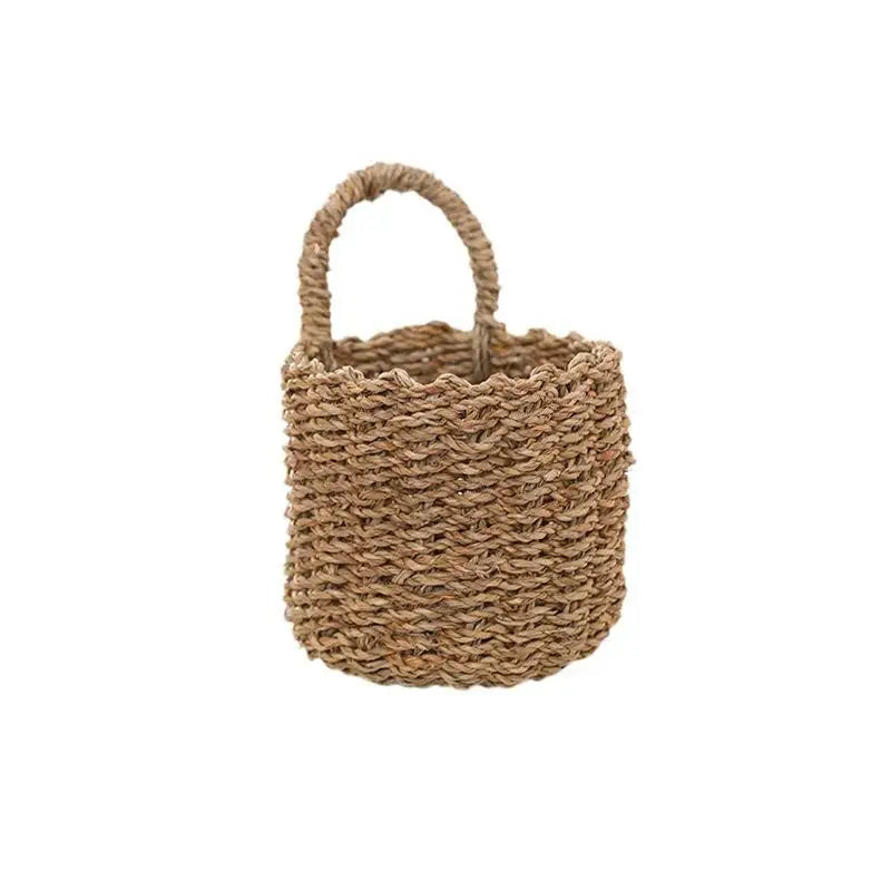 Wall Hanging Basket Boho Hand-woven Storage Baskets Kitchen Ginger Qme