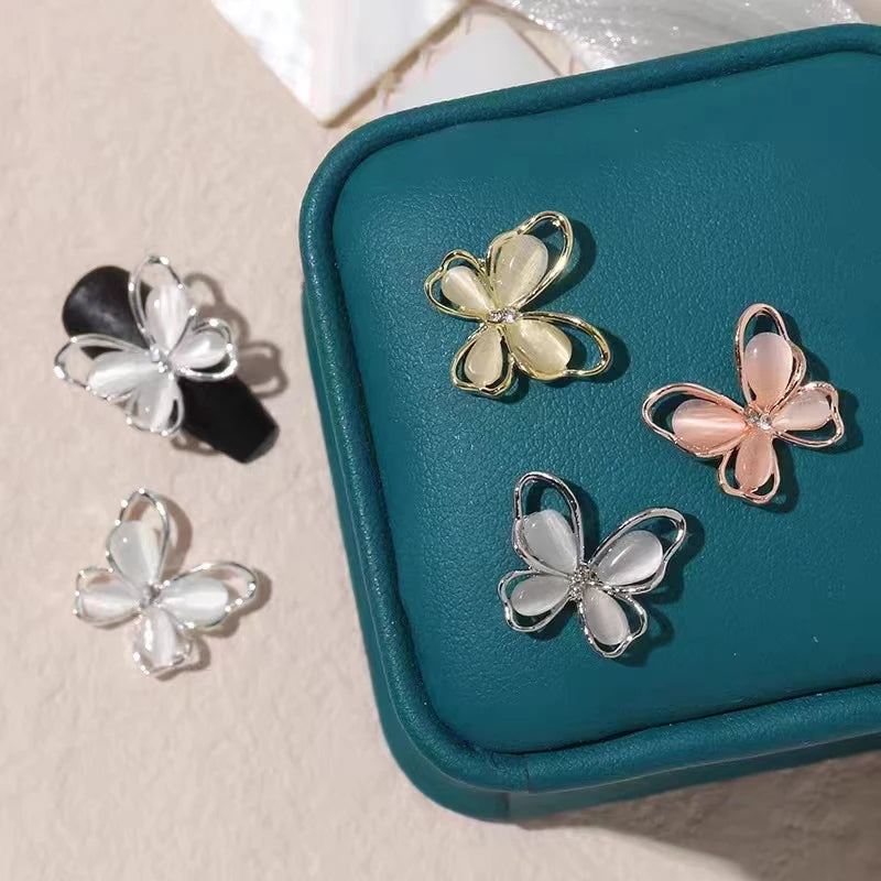 3D Hollow Alloy Rhinestone Butterfly Nail Art Jewelry Luxury Glitter Qme