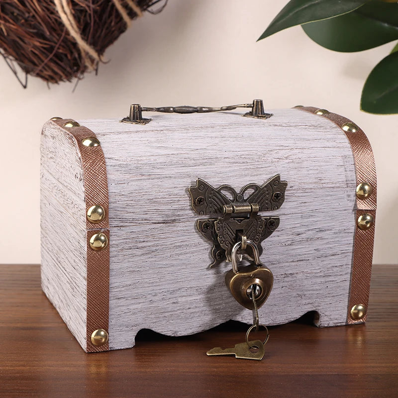 Saving Box Case Lock Home Retro Decoration Treasure Chest Vintage Qme A6