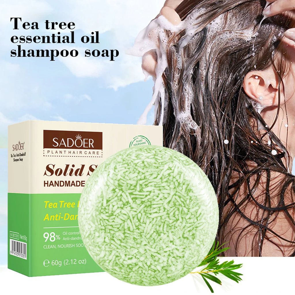 Tea Tree Essential Oil Solid Shampoo Bar Deeply Cleanses Nourishes Qme 60g