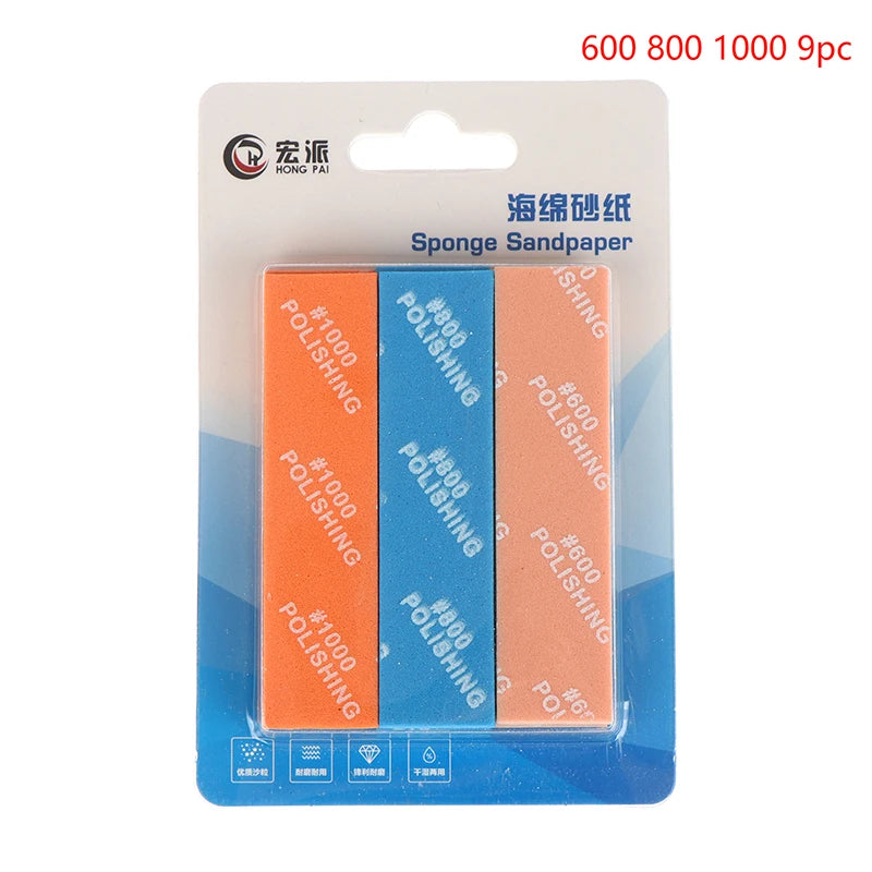 9Pcs MS-E400-2000 Semi-rigid Sanding Sticks For Model Making Tools Plastic Model Polishing Rod Hobby DIY Craft Qme 600 800 1000 9pc