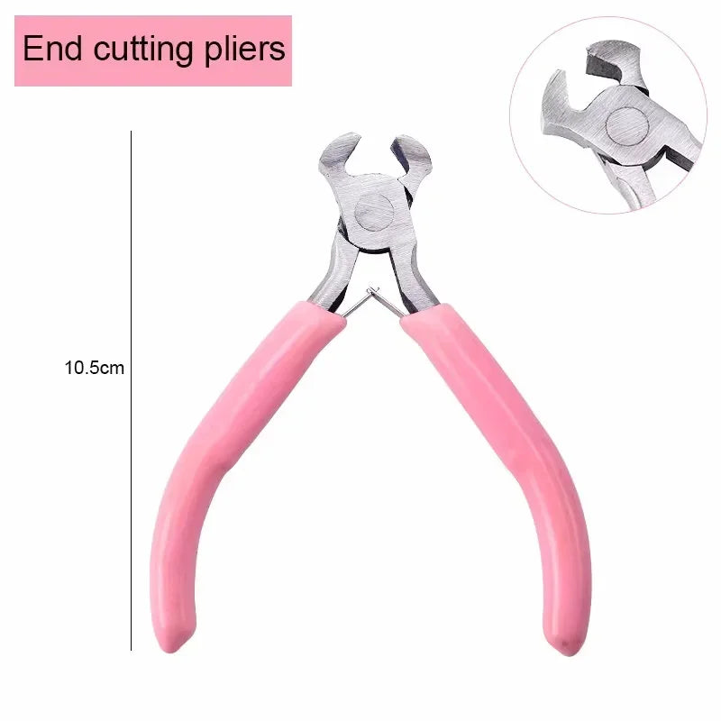 Cute Pink Color Handle Anti-slip Splicing and Fixing Jewelry Pliers Tools & Equipment Kit for DIY Jewelery Making Needlework Qme End cutting pliers