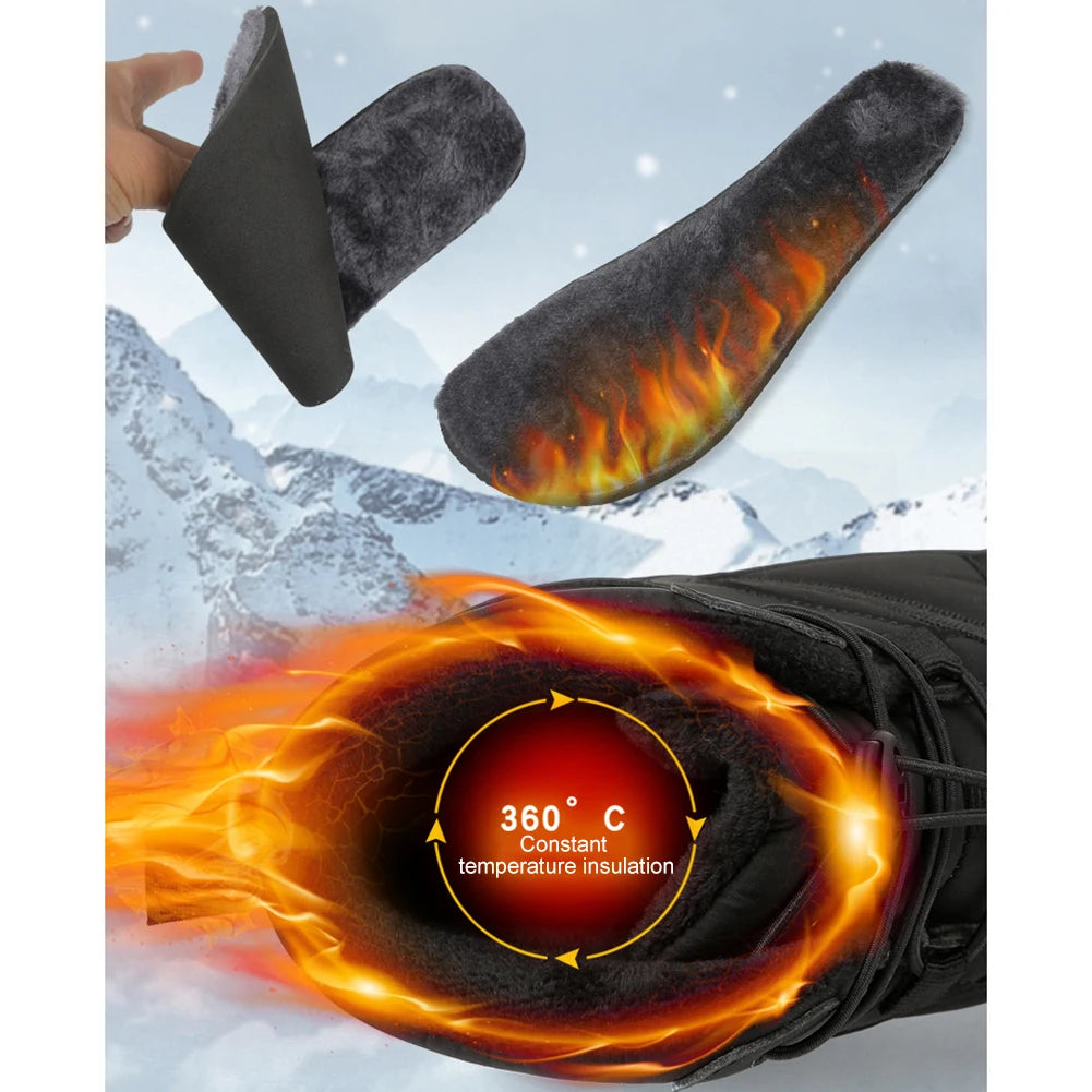 Winter Snow Boots Winter Jogging Sneakers Non Slip Casual Barefoot Shoes Waterproof High Top for Outdoor Travel Qme