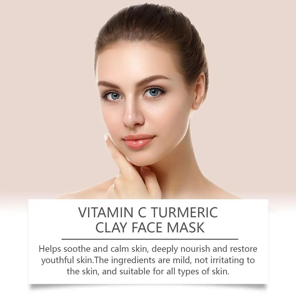Vitamin C Clay Mask With Turmeric For Dark Spots, Dull Skincare, Turmeric Clay Facial Mask Oil Controll Refining Pores Hydrating Qme