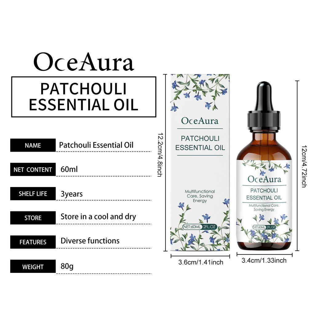 OceAura Patchouli Essential Oil for Skin Hair Care Deep Moisturizing Dryness Relieving Elasticity Boosting Gentle Body Care Oil Qme