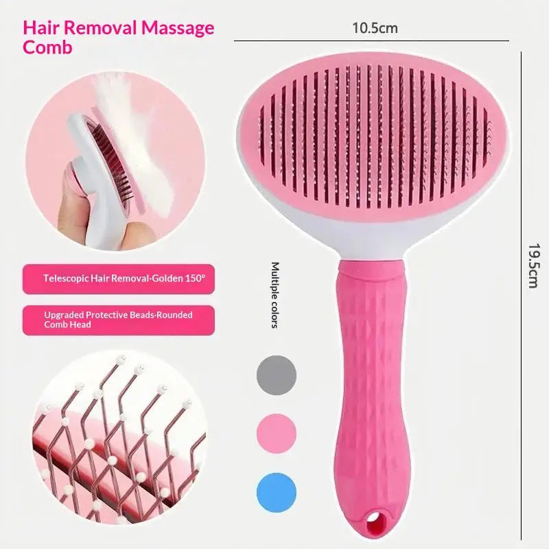 Pet Dog Brush Cat Comb Self Cleaning Pet Hair Remover Brush For Dogs Cats Grooming Tools Pet's Dematting Comb Dogs Accessories Qme A2