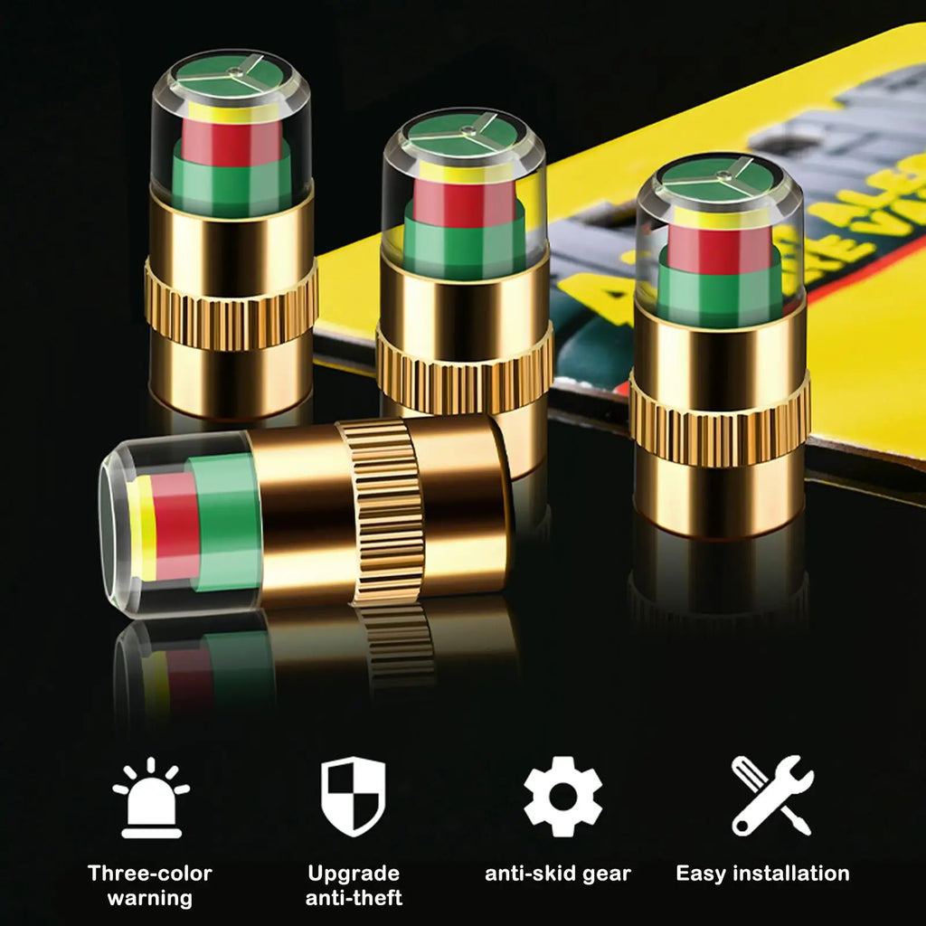 Cars Tire Air Pressure Monitor Alert 4Pcs/set Indicator Tire Valve Cap Gauge Car Accessories Car Tyre Pressure Gauge Caps Usefu Qme